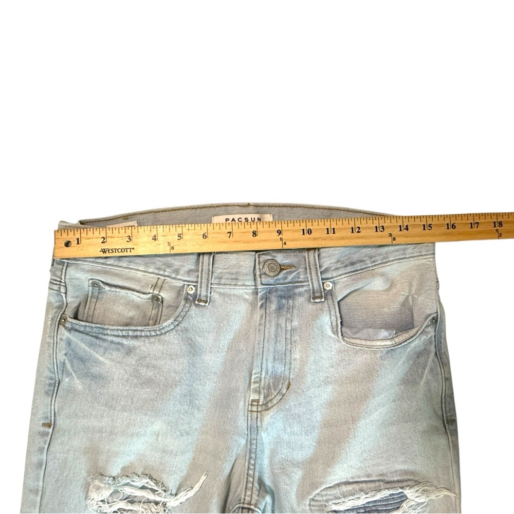 PACSUN Light Blue Stacked Skinny Distressed Men's Jeans - Picture 4 of 7